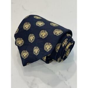 NWT Museum Artifacts Gold Medallion and Black Hand Made 100% Silk Tie 59 x 3.75